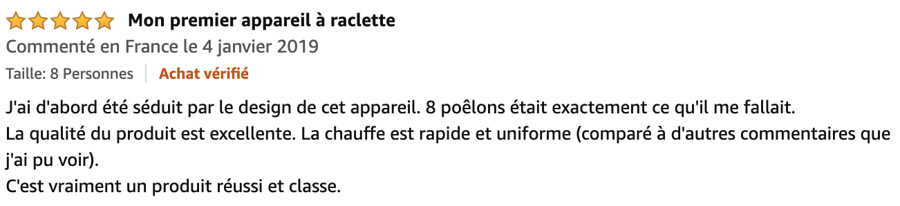 commentaire raclette princess pure